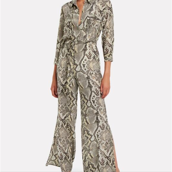 L'Agence Teddy 100% Silk Python Snake Print Wide Leg Jumpsuit 2 NWT Designer - Picture 11 of 14